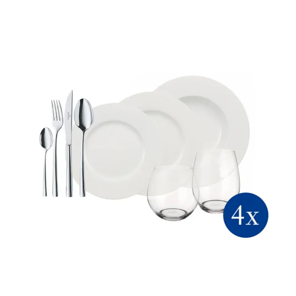 Villeroy&Boch Set tavola completo per 4 persone "Wonderful World White 4 Friends"